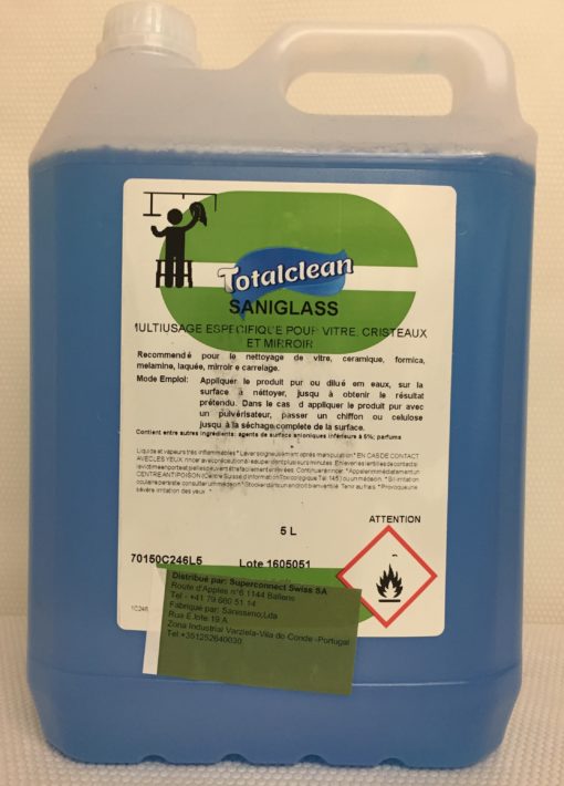 Produits pour les vitres SANIGLASS 5 litres Fournitures en gros suisse