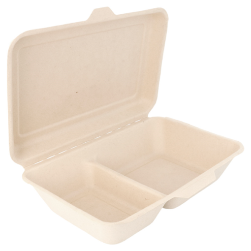 COQUILLES 2 COMPART. 'BIONIC' 1 L NATUREL BAGASSE (500 UNITÉS) Fournitures en gros suisse