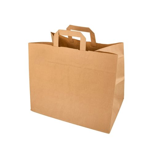 Sac en papier avec poignées, marron, 28 cm x 22 cm x 10 cm ( 8 x pack de 50 = 400 ) Fournitures en gros suisse