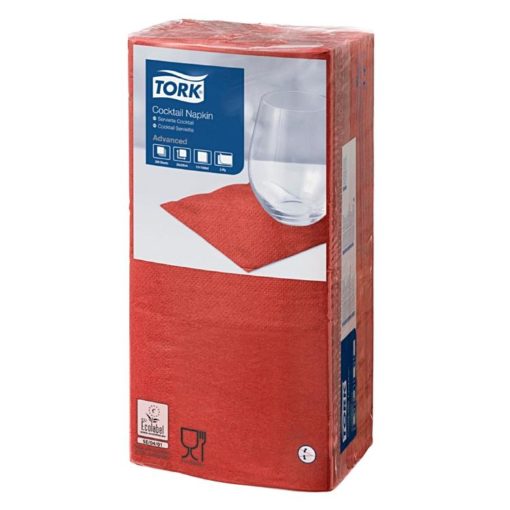 Serviettes Tork Cocktail Rouge, 2 couches, 1/4 pli, 24 x 24 cm Fournitures en gros suisse