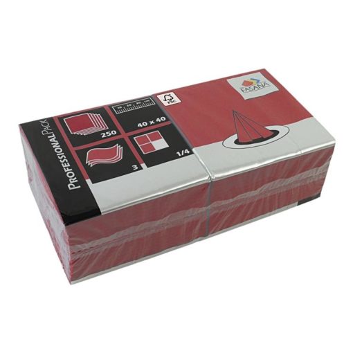 Serviettes Fasana Bordeaux, 3 couches, 1/4 pli, 40 x 40 cm ( Carton de 1'000 ) Fournitures en gros suisse