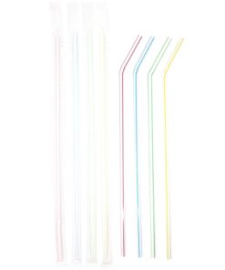 Pailles à boire en PP, 240x5mm emballées individuellement, flexibles colorées, Pac à 250