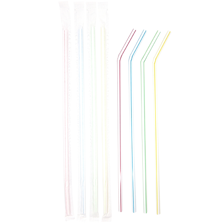 Pailles à boire en PP, 240x5mm emballées individuellement, flexibles colorées, Pac à 250