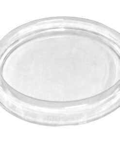Couvercle pour gobelet portion 50ml en RPET transparent, D 66mm, H 7mm à 100 pièces.