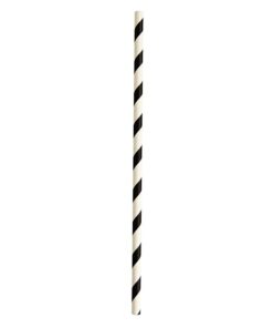Paille à boire noir / blanc Ø 6 mm 210 mm