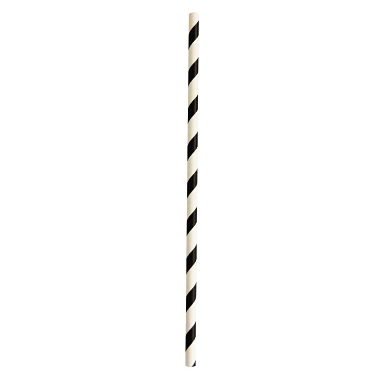 Paille à boire noir / blanc Ø 6 mm 210 mm
