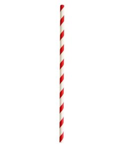 Paille à boire rouge / blanc Ø D 6 mm L 210 mm