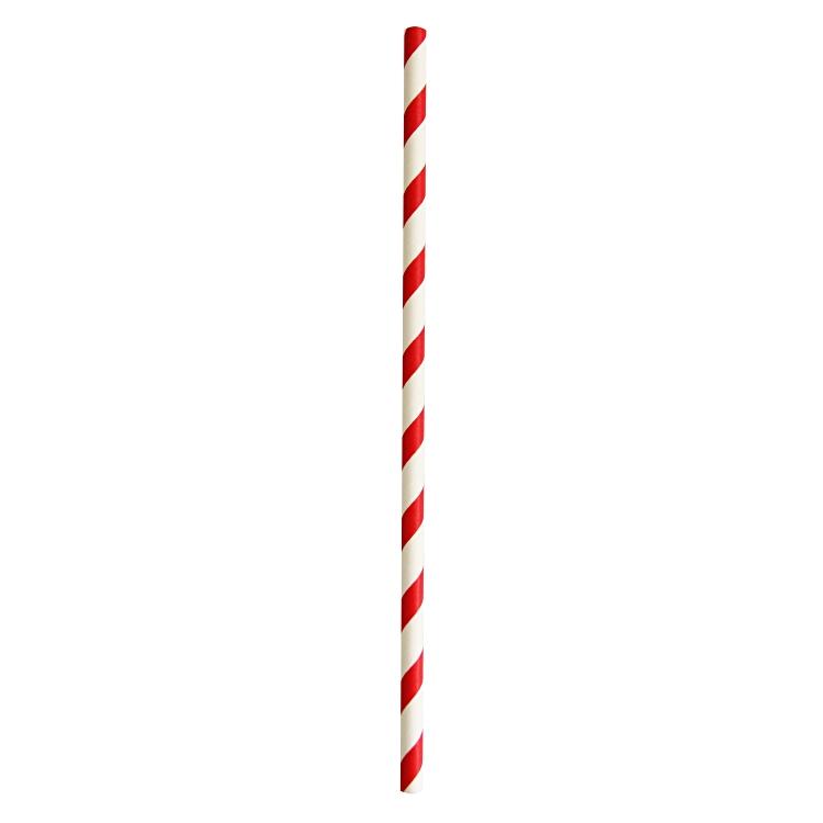 Paille à boire rouge / blanc Ø D 6 mm L 210 mm