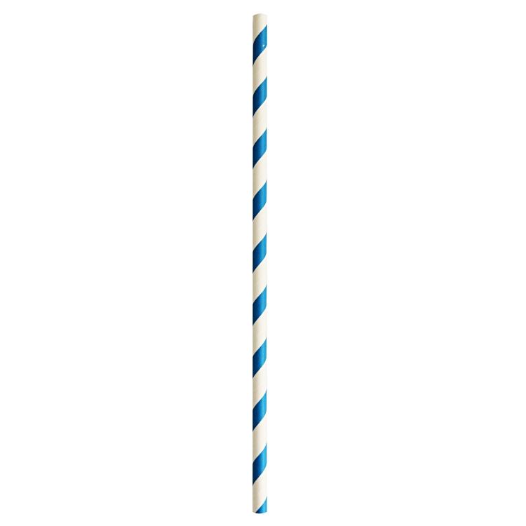 Paille à boire bleu / blanc Ø 6 mm 210 mm