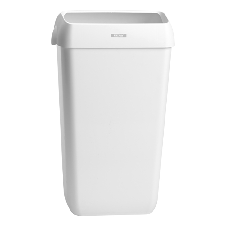 Katrin Poubelle 25 litres blanche en plastique, couvercle inclus, 55 x 33 x 23 cm