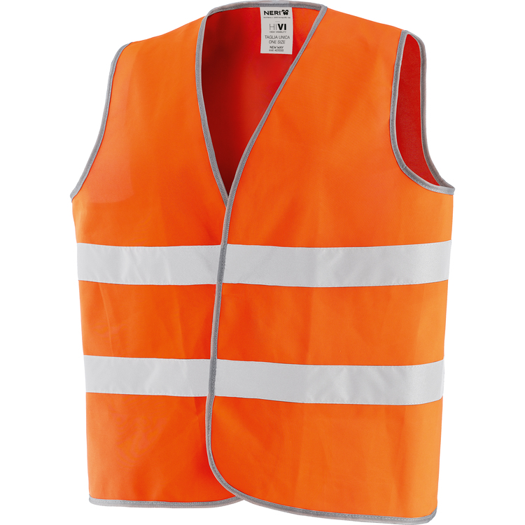 Gilet de sécurité NERI NEW WAY en taille unique avec velcro, jaune ou orange – Image 2