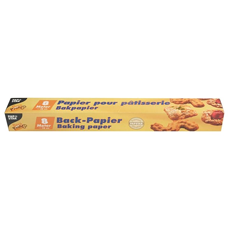 Papier de cuisson marron sur rouleau dans une boîte pliante, 8 m x 38 cm