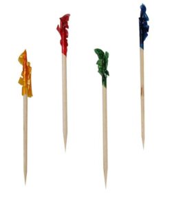Piques décoratives Frills colorés 6.8 cm bois paquet à 10 pièces