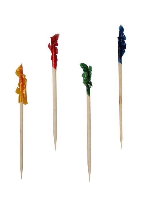 Piques décoratives Frills colorés 6.8 cm bois paquet à 10 pièces