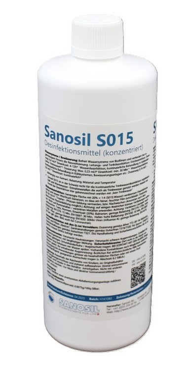 Désinfection de l'eau Sanosil SO15, bouteille de 1 litre